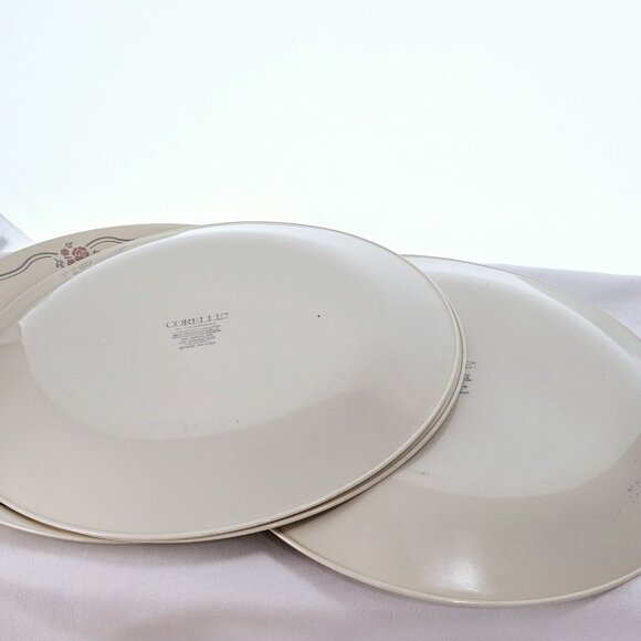 4 Corelle English Breakfast Rose Dinner Plates 10" light blue pink lines floral - Picture 7 of 9